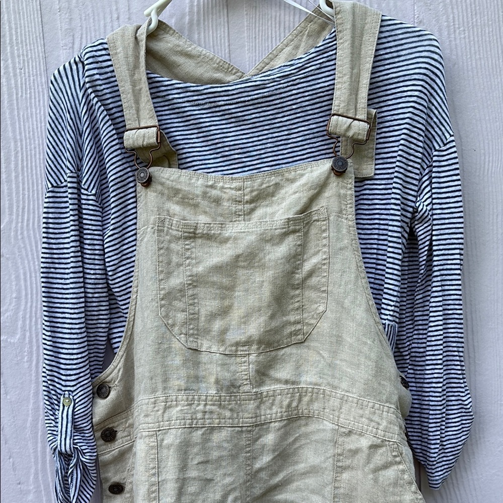 Eddie Bauer Linen Jumper Overall Dress